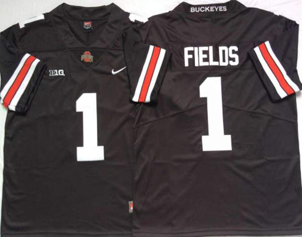 Ohio State Buckeyes Black FIELDS #1 NCAA Football Jersey 02