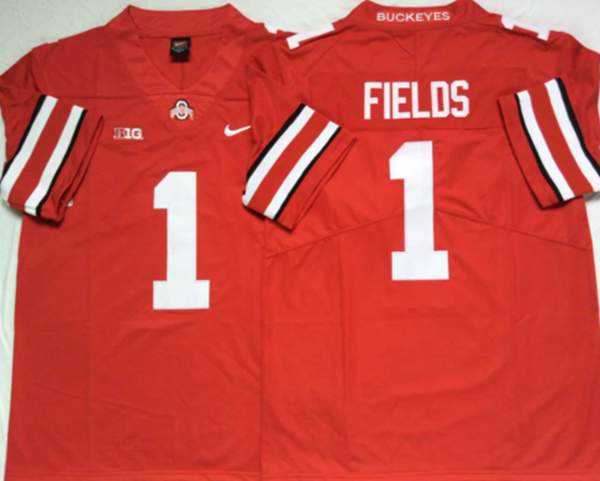 Ohio State Buckeyes Red FIELDS #1 NCAA Football Jersey