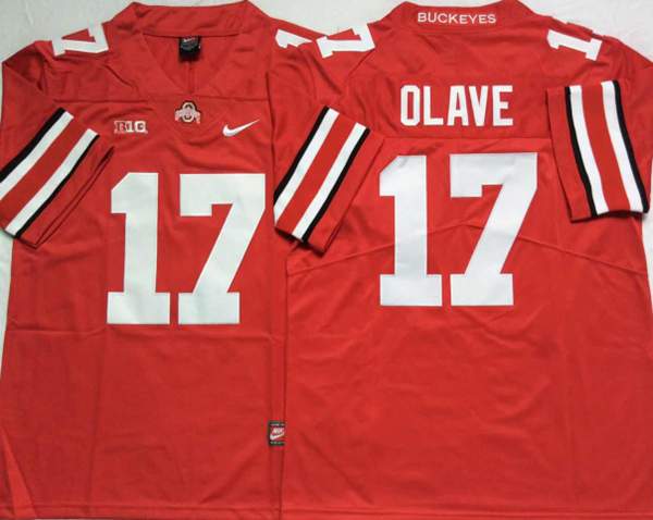 Ohio State Buckeyes Red OLAVE #17 NCAA Football Jersey