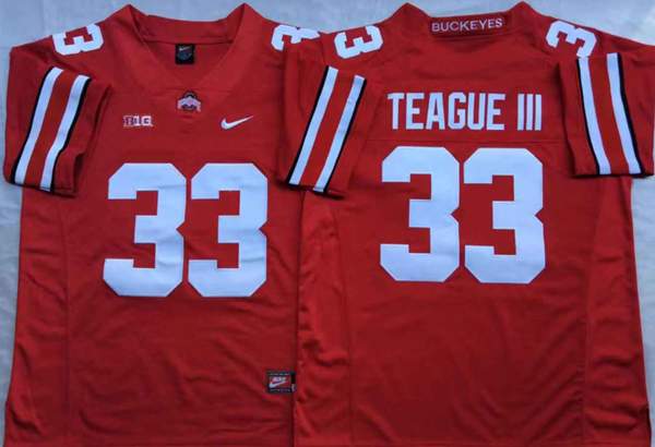 Ohio State Buckeyes Red TEAGUE III #33 NCAA Football Jersey