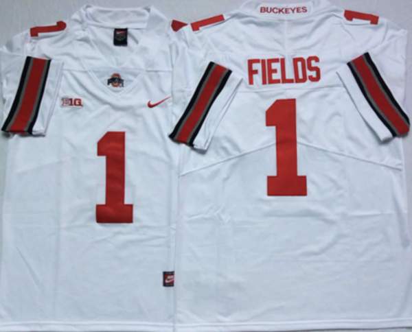 Ohio State Buckeyes White FIELDS #1 NCAA Football Jersey