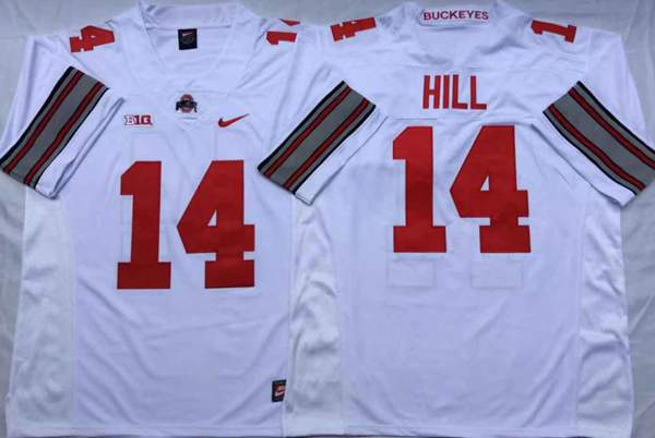 Ohio State Buckeyes White HILL #14 NCAA Football Jersey