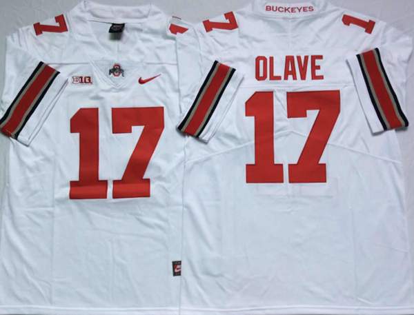 Ohio State Buckeyes White OLAVE #17 NCAA Football Jersey