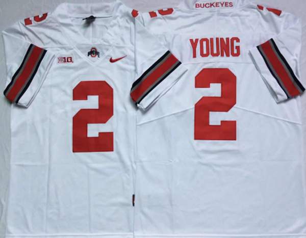 Ohio State Buckeyes White YOUNG #2 NCAA Football Jersey