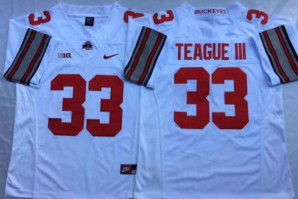 Ohio State Buckeyes White TEAGUE III #33 NCAA Football Jersey