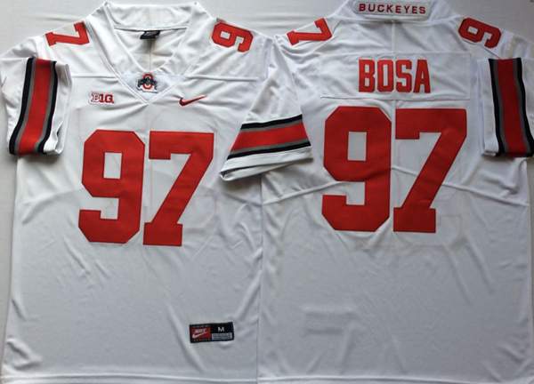 Ohio State Buckeyes White BOSA #97 NCAA Football Jersey
