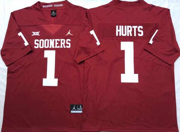 Oklahoma Sooners Red HURTS #1 NCAA Football Jersey