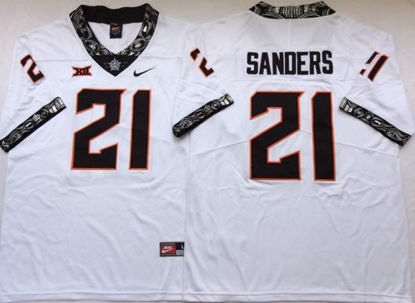 Oklahoma State Cowboys White SANDERS #21 NCAA Football Jersey