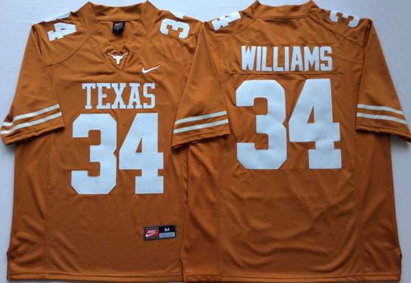 Texas Longhorns Orange WILLIAMS #34 NCAA Football Jersey