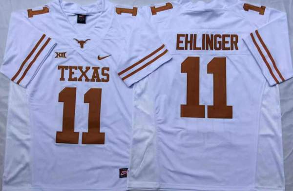 Texas Longhorns White EHLINGER #11 NCAA Football Jersey