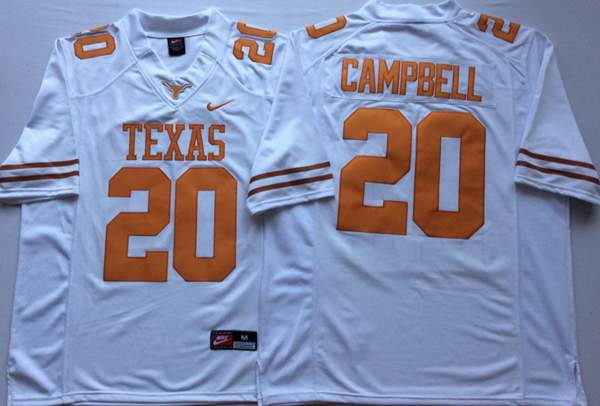 Texas Longhorns White CAMPBELL #20 NCAA Football Jersey