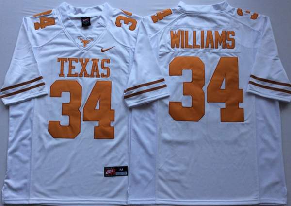 Texas Longhorns White WILLIAMS #34 NCAA Football Jersey