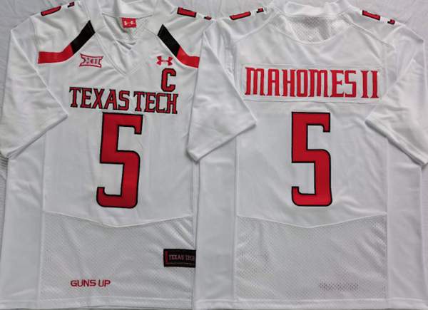 Texas Tech Red Raiders White MAHOMES II #5 NCAA Football Jersey