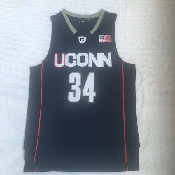 UConn Huskies Black ALLEN #34 NCAA Basketball Jersey 02