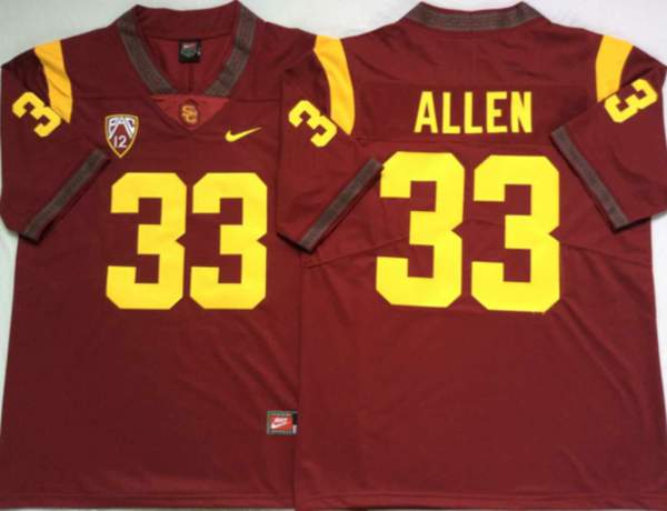 USC Trojans Red ALLEN #33 NCAA Football Jersey