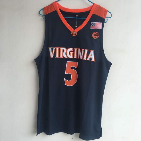 Virginia Cavaliers Dark Blue GUY #5 NCAA Basketball Jersey