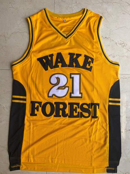 Wake Forest Demon Deacons Yellow DUNCAN #21 NCAA Basketball Jersey