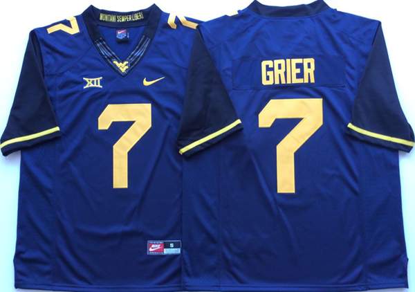 West Virginia Mountaineers Blue GRIER #7 NCAA Football Jersey