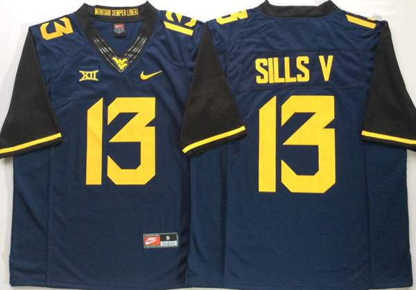 West Virginia Mountaineers Dark Blue SILLS V #13 NCAA Football Jersey