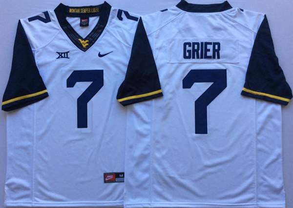 West Virginia Mountaineers White GRIER #7 NCAA Football Jersey