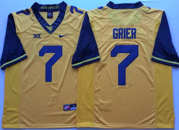 West Virginia Mountaineers Yellow GRIER #7 NCAA Football Jersey