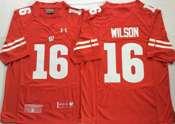 Wisconsin Badgers Red WILSON #16 NCAA Football Jersey
