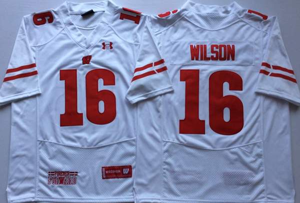 Wisconsin Badgers White WILSON #16 NCAA Football Jersey