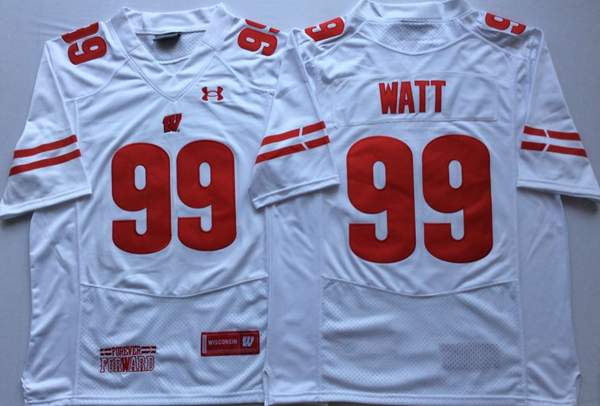 Wisconsin Badgers White WATT #99 NCAA Football Jersey