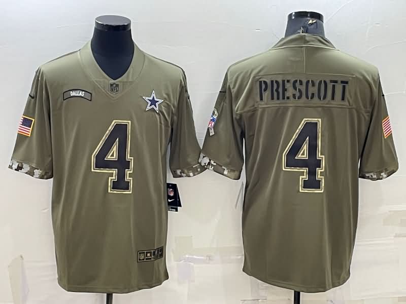 Dallas Cowboys Olive Salute To Service NFL Jersey 07
