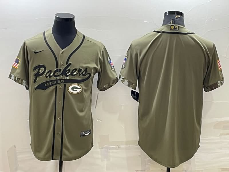 Green Bay Packers Olive Salute To Service MLB&NFL Jersey