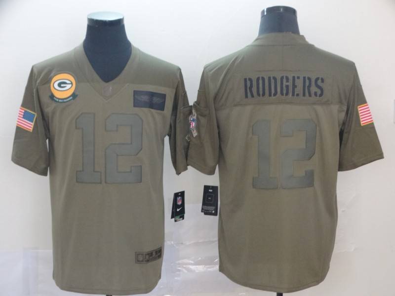 Green Bay Packers Olive Salute To Service NFL Jersey