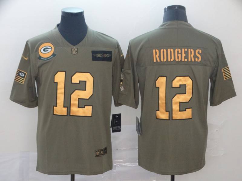 Green Bay Packers Olive Salute To Service NFL Jersey 02