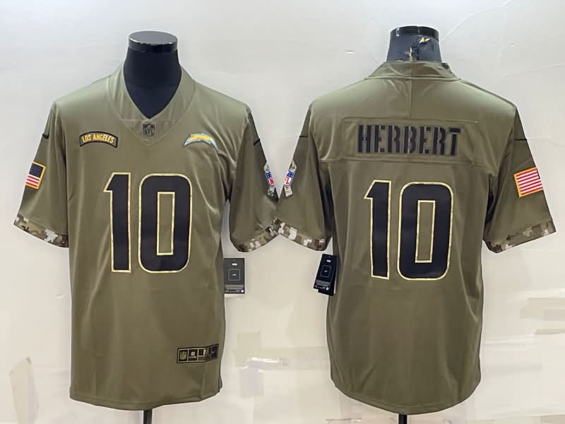 Los Angeles Chargers Olive Salute To Service NFL Jersey 06