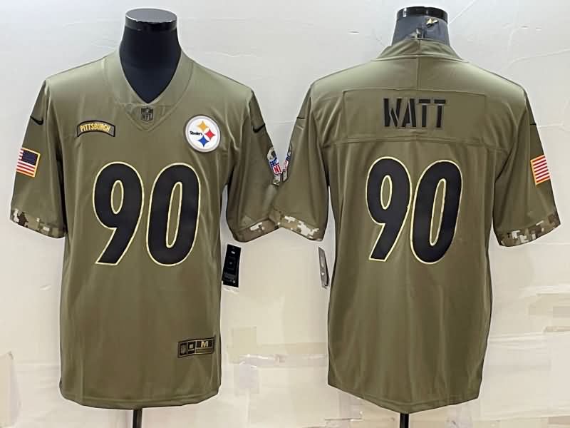Pittsburgh Steelers Olive Salute To Service NFL Jersey 06