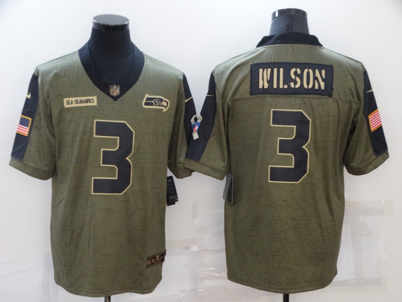 Seattle Seahawks Olive Salute To Service NFL Jersey 02