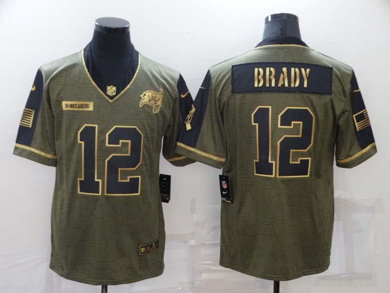 Tampa Bay Buccaneers Olive Salute To Service NFL Jersey 05