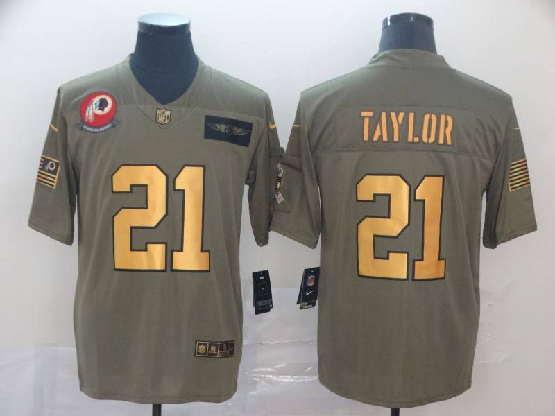 Washington Football Team Olive Salute To Service NFL Jersey 03