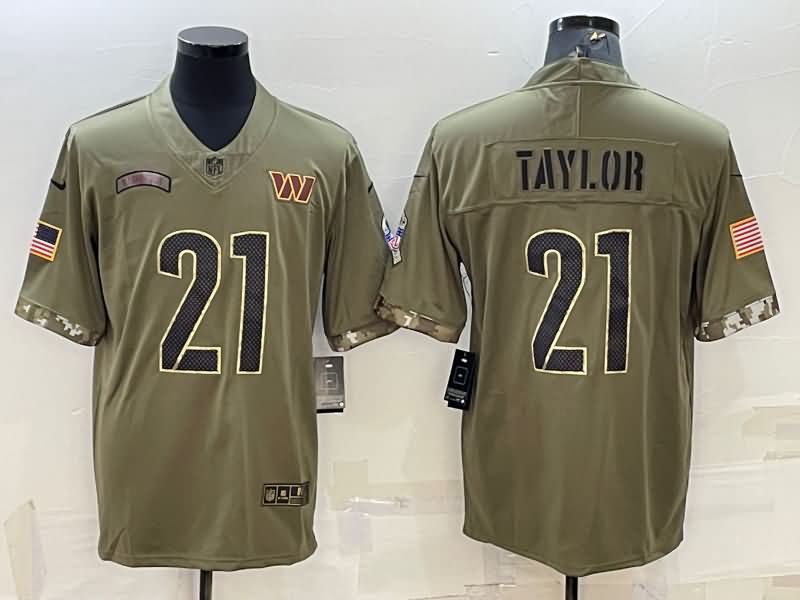 Washington Football Team Olive Salute To Service NFL Jersey 05