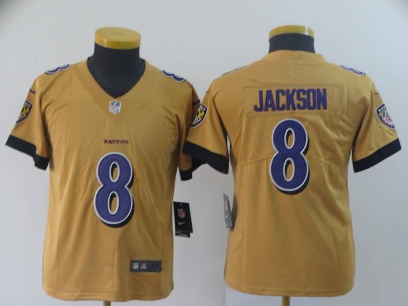Baltimore Ravens Kids JACKSON #8 Yellow Inverted Legend NFL Jersey