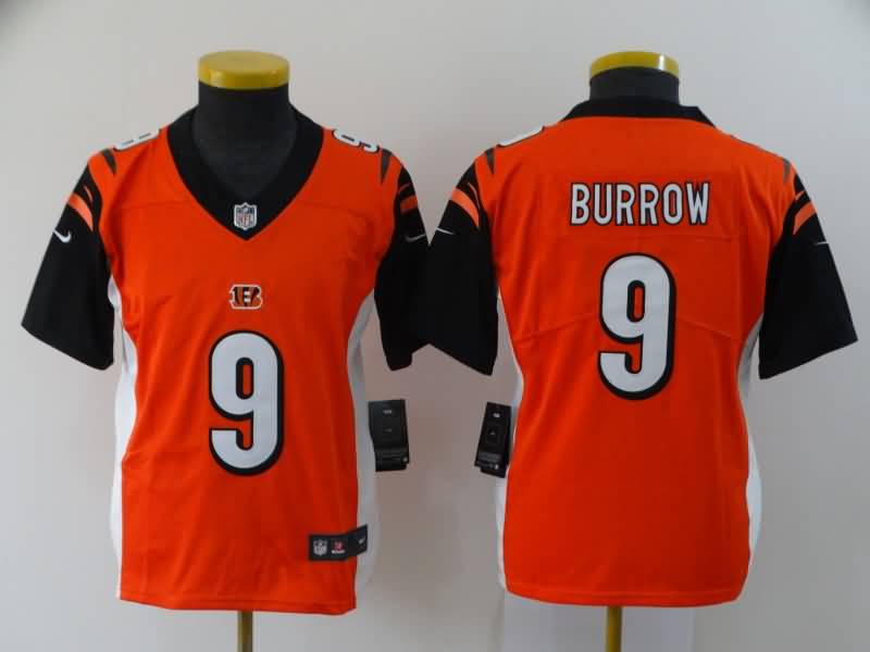 Cincinnati Bengals Kids BURROW #9 Orange NFL Jersey