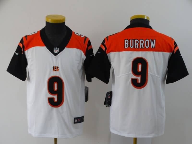 Cincinnati Bengals Kids BURROW #9 White NFL Jersey