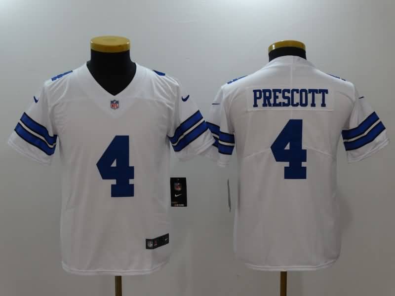 Dallas Cowboys Kids PRESCOTT #4 White NFL Jersey
