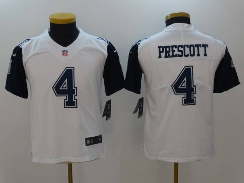 Dallas Cowboys Kids PRESCOTT #4 White NFL Jersey 02