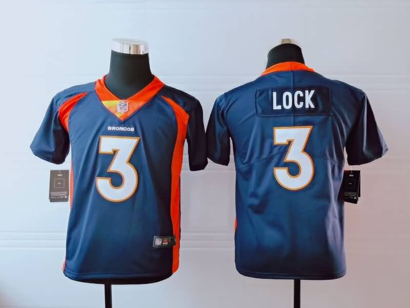 Denver Broncos Kids LOCK #3 Dark Blue NFL Jersey