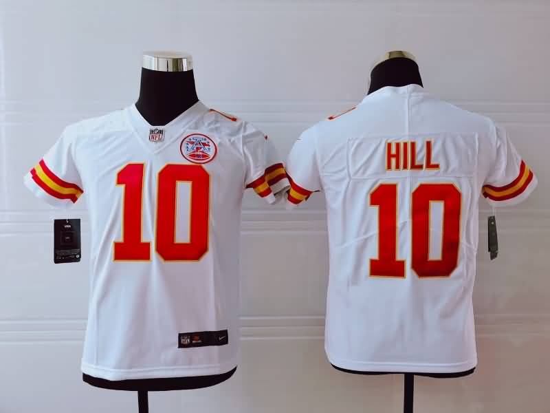 Kansas City Chiefs Kids HILL #10 White NFL Jersey