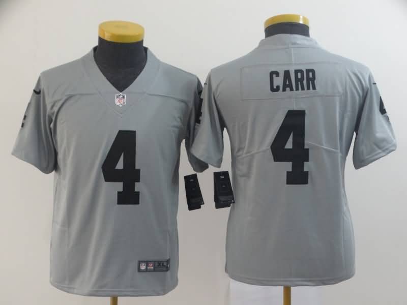 Las Vegas Raiders Kids CARR #4 Grey Inverted Legend NFL Jersey