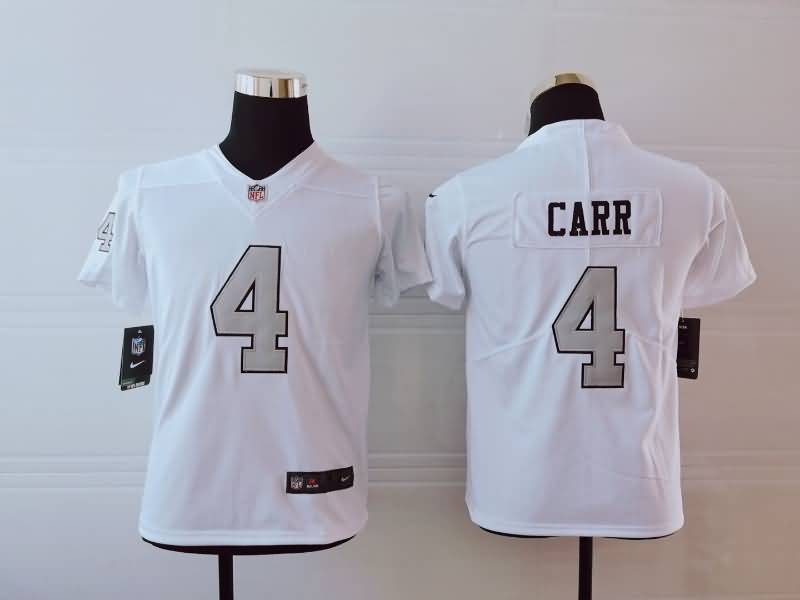 Las Vegas Raiders Kids CARR #4 White NFL Jersey