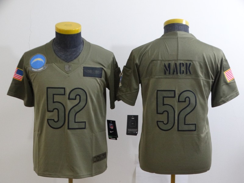 Los Angeles Chargers Kids MACK #52 Olive Salute To Service NFL Jersey