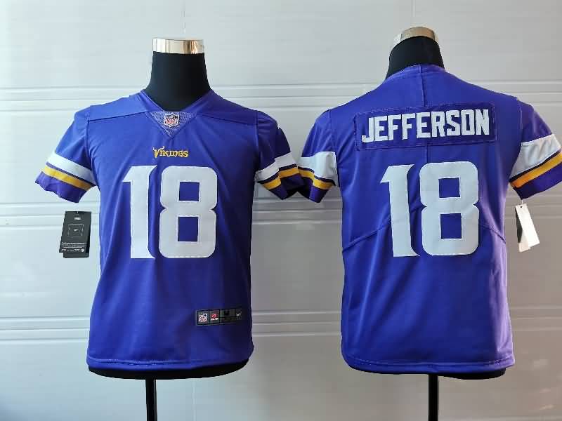 Minnesota Vikings Kids JEFFERSON #18 Purple NFL Jersey