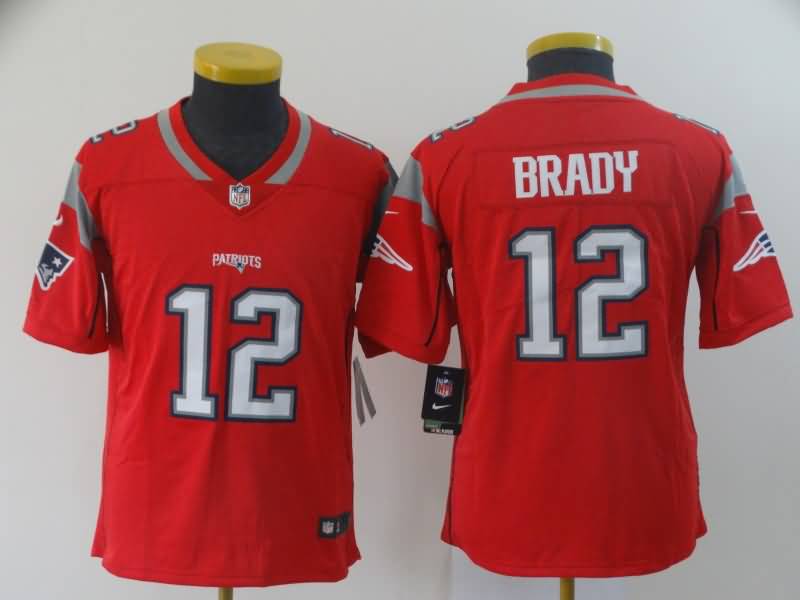 New England Patriots Kids BRADY #12 Red Inverted Legend NFL Jersey